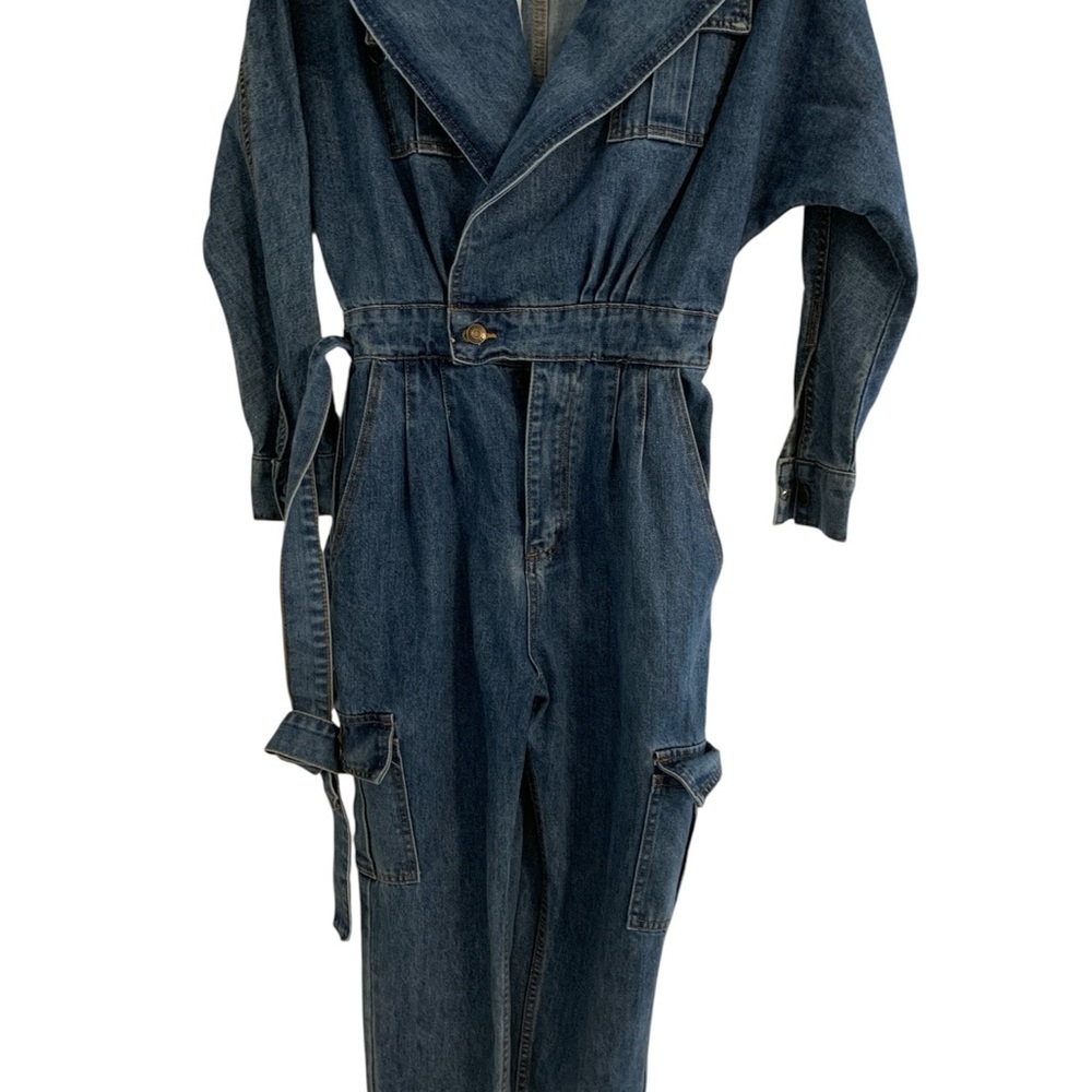 JLUXLABEL Blue Denim Jumpsuit